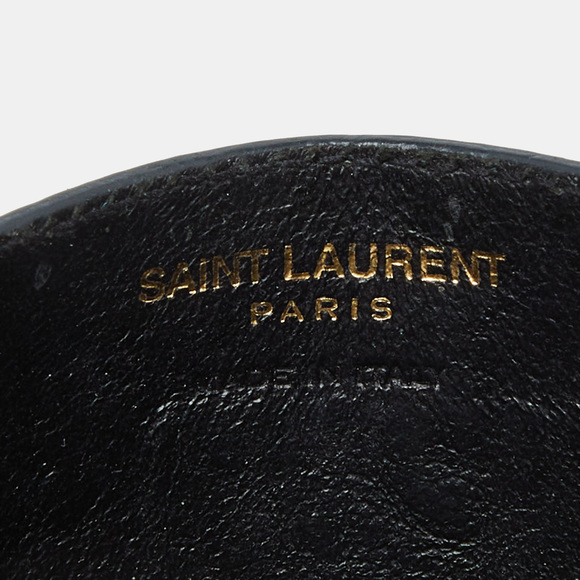 Saint Laurent Green Matelasse Leather Monogram Card Holder - Picture 7 of 8